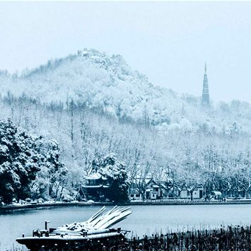 west lake in snowy splendor